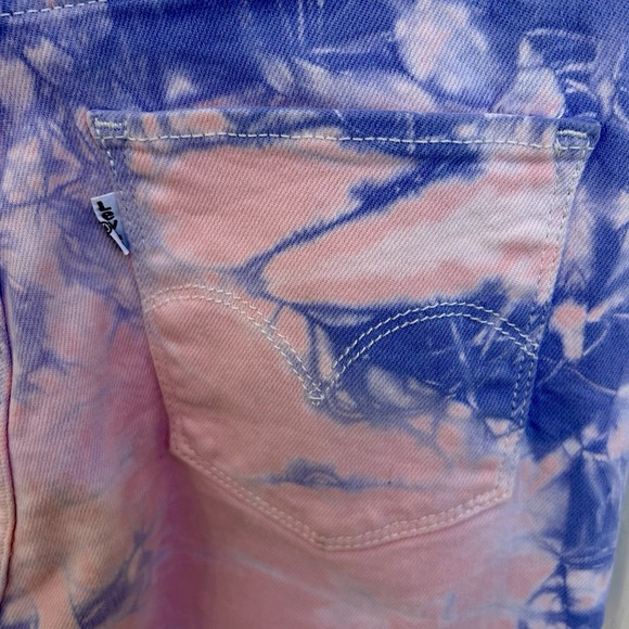 Levi's 721 High Rise Skinny Jeans pink and purple tie-dye NWOT Waist 28 Hippie - Picture 5 of 7